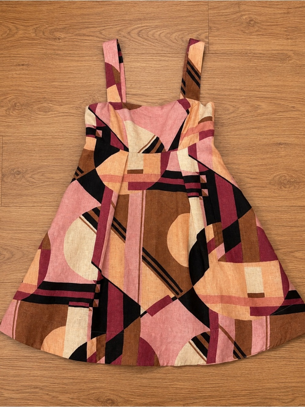 Banana Republic Pink, Brown & Black Geometric Midi Dress